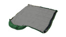 Outwell Campion Junior Sleeping Bag - Green feature image of the sleeping bag with zip completely undone and the bag folded out flat like a duvet