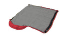 Outwell Campion Junior Sleeping Bag - Red feature image of zip completely unzipped and folded open