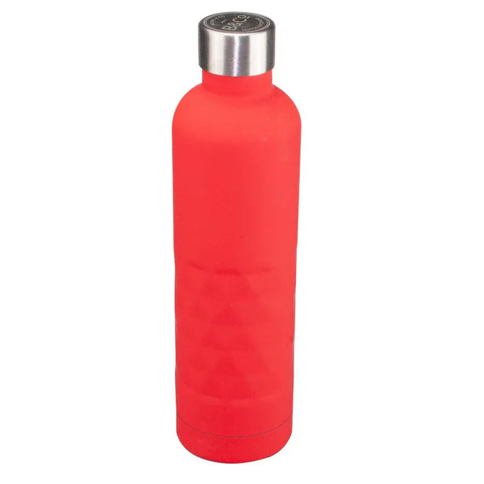 B&Co 500ml Stainless Steel Geo Design Bottle Flask - Red - product image, showing bottle with lid on top