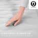 Bestway Queen Size Alwayzaire Airbed 80" x 60" x 18" feature image of hand on top airbed with information about flocked top 