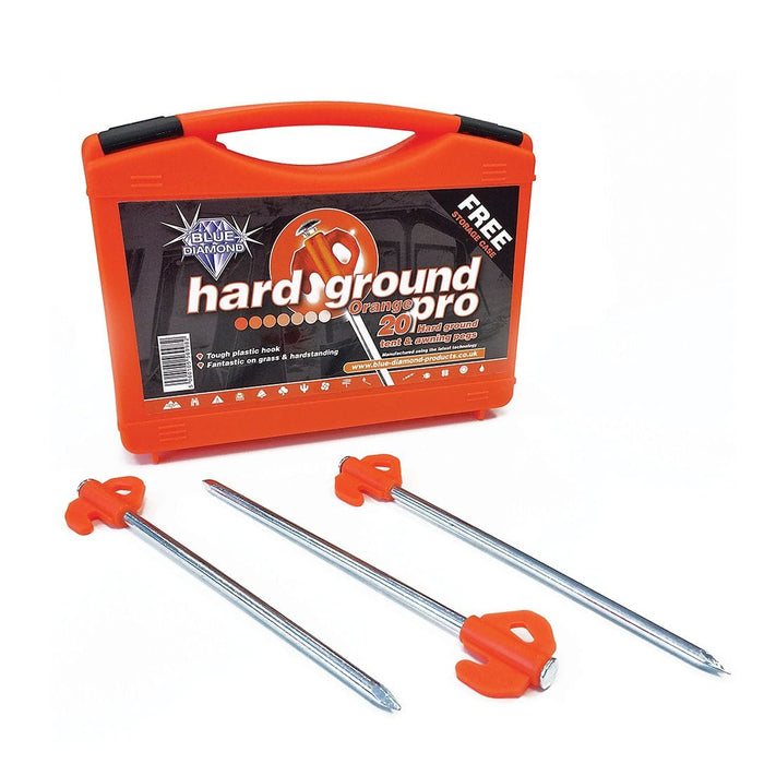 Blue Diamond Hard Ground Pro Peg X20 box on a white background with 3 individual pegs shown