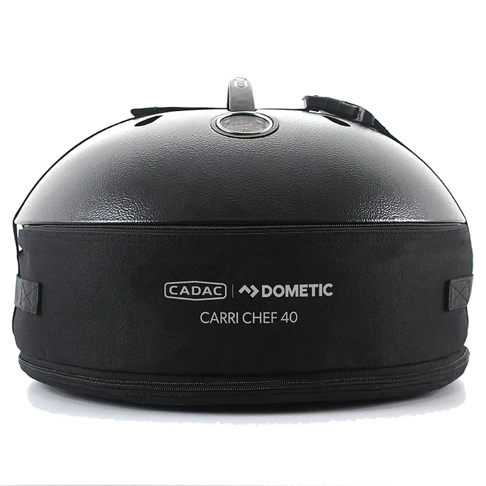 Cadac Carri Chef 40 QR BBQ, Paella Pan & Grill Combo - product image, showing BBQ with legs removed, in carry bag