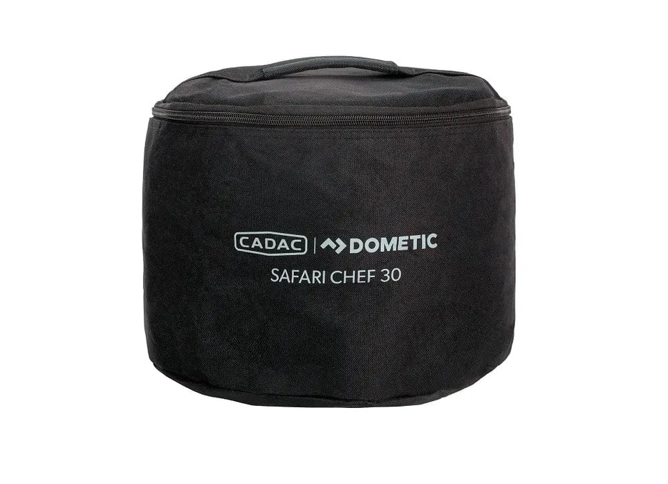 Black carrying case with Cadac Dometic logo on a white background