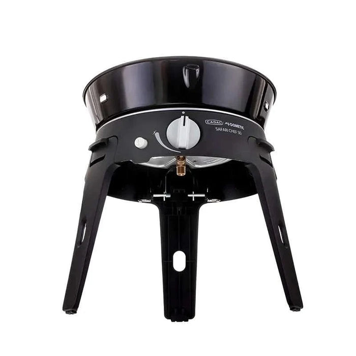 Cadac Safari Chef 30 LP Deluxe QR - LPG Camping BBQ - product image, shown from below