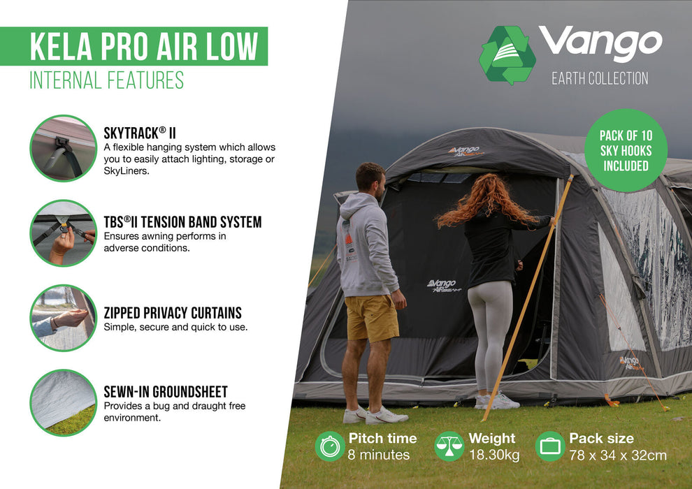 Vango Kela Pro Air Drive Away Awning - Low internal features infographic