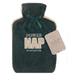 Country Club Power Nap 2L Sherpa Fleece Hot Water Bottle - main product image, showing a dark green plush hot water bottle cover with a drawstring neck, featuring the words 'POWER NAP (DO NOT DISTURB)' in white and beige. A light beige hangtag is attached to the side.