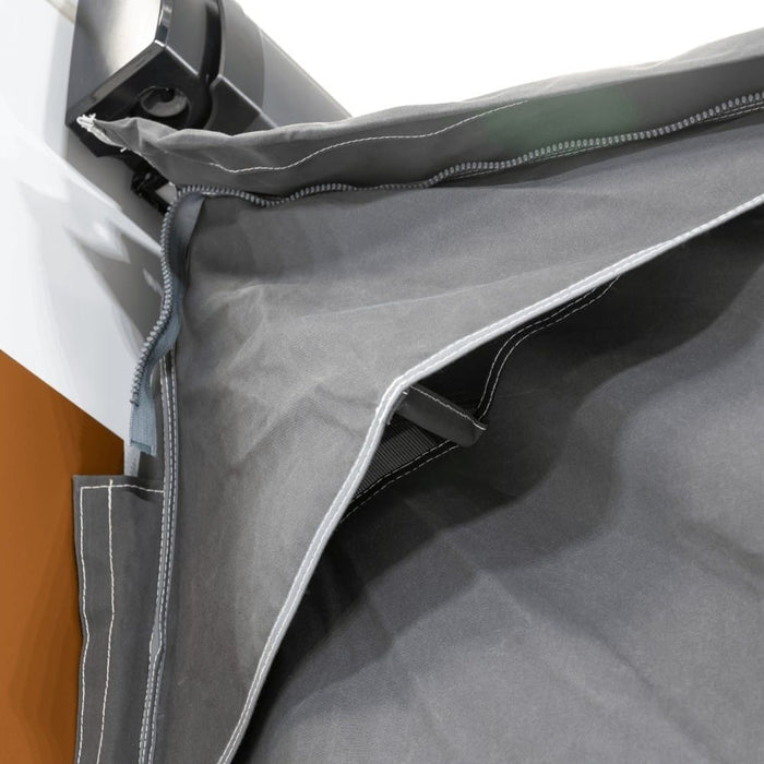 Dometic Rally 200 Poled Caravan Awning - 2026 Model - product image, showing close-up of upper left corner of awning
