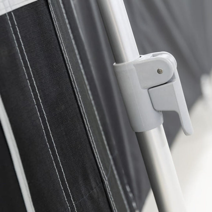 Dometic Rally 200 Poled Caravan Awning - 2026 Model - product image, showing close-up of extendable awning pole clip mechanism