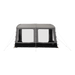 Dometic Rally Poled Caravan Porch Awning - product image, showing front-on view of awning pitched with guylines, with all windows open