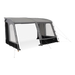 Dometic Rally 390 Poled Caravan Awning - 2026 Model - product image, showing front-side view of awning with all windows open and front-left door open