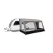 Dometic Rally 390 Poled Caravan Awning - 2026 Model - product image, showing front-side view of awning pitched and attached to caravan rail