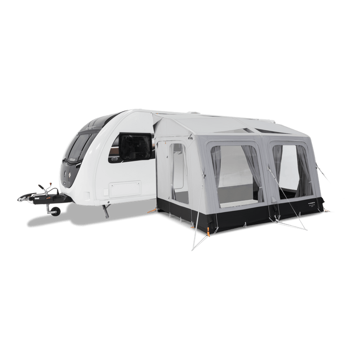 Dometic Rally AIR Tour 390 S Inflatable Caravan Awning attached to caravan