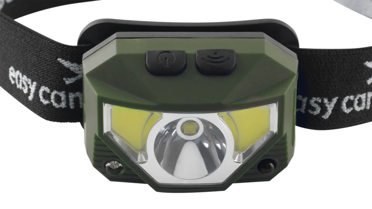 Easy Camp Crowberry Rechargeable Head Torch - product image, showing close-up of torch