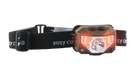 Easy Camp Crowberry Rechargeable Head Torch - product image, showing torch with red light turned on