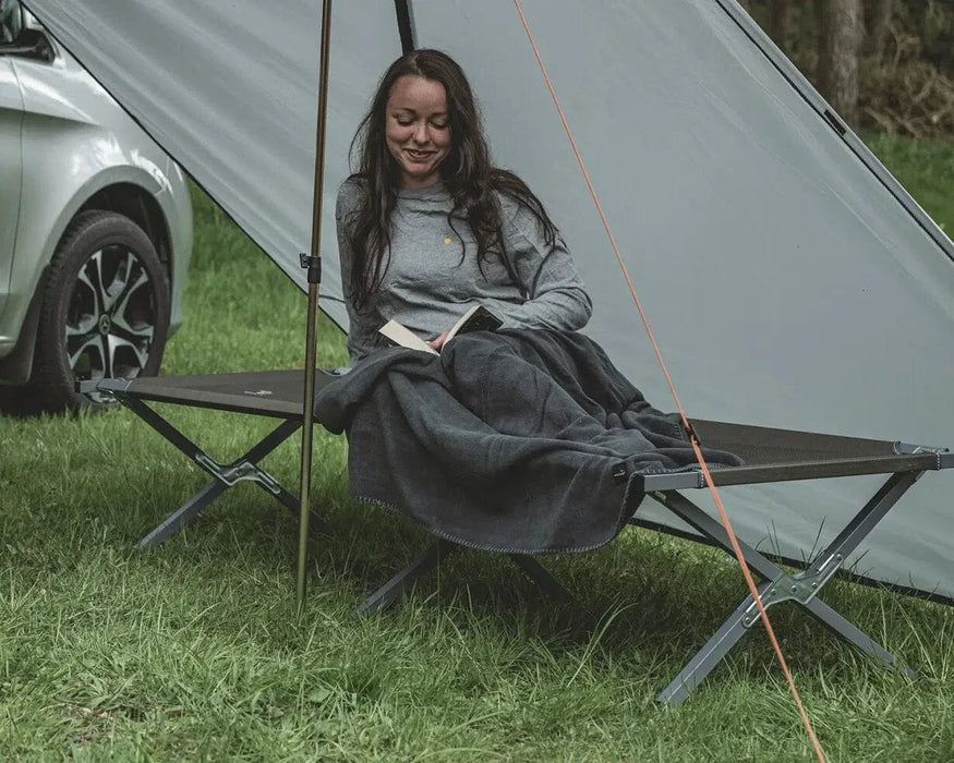 Easy Camp Heather Fleece Blanket - 170 x 130 cm - lifestyle image of product