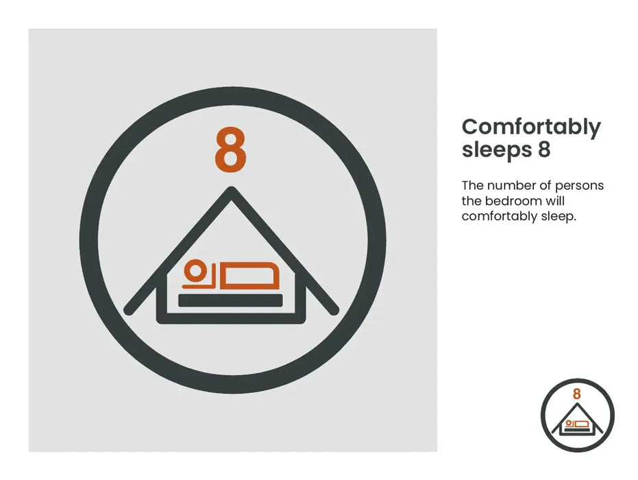 Easy Camp Leka Twin 8 Person Family Tent - product 'comfortably sleeps 8' infographic