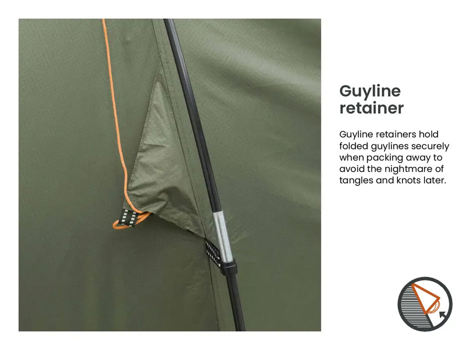 Easy Camp Leka Twin 8 Person Family Tent - product guyline retainer infographic