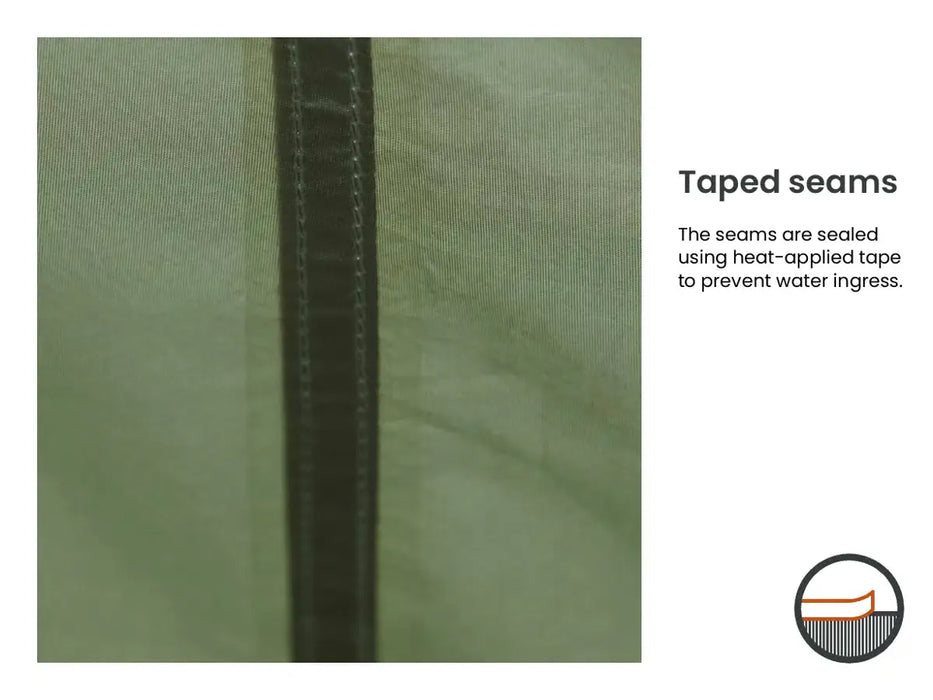 Easy Camp Leka Twin 8 Person Family Tent - product taped seams infographic