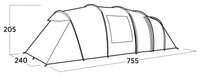 Easy Camp Leka Twin 8 Person Family Tent - product diagram with dimensions