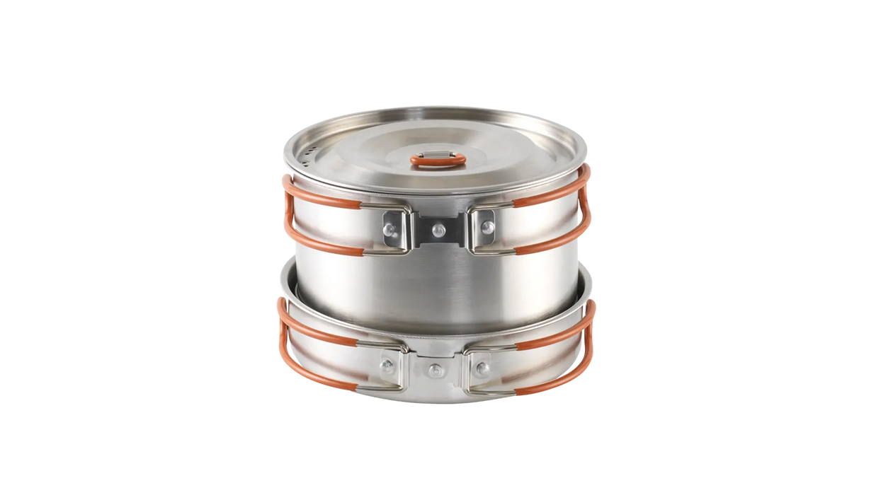 Easy Camp Moss 4 Person Camping Cook Set - product image, showing stacked pan, pot and lid
