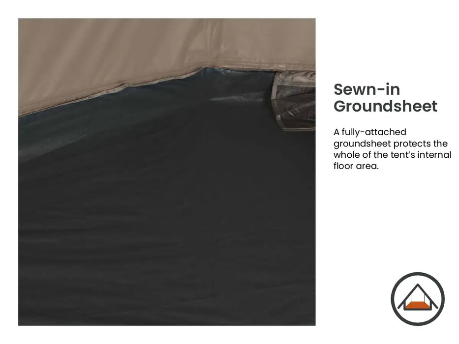 Easy Camp Vaulen Tipi 7 Person Festival Tent - product sewn-in groundsheet infographic