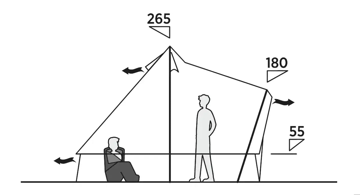 Easy Camp Vaulen Tipi 7 Person Festival Tent - product diagram with dimensions