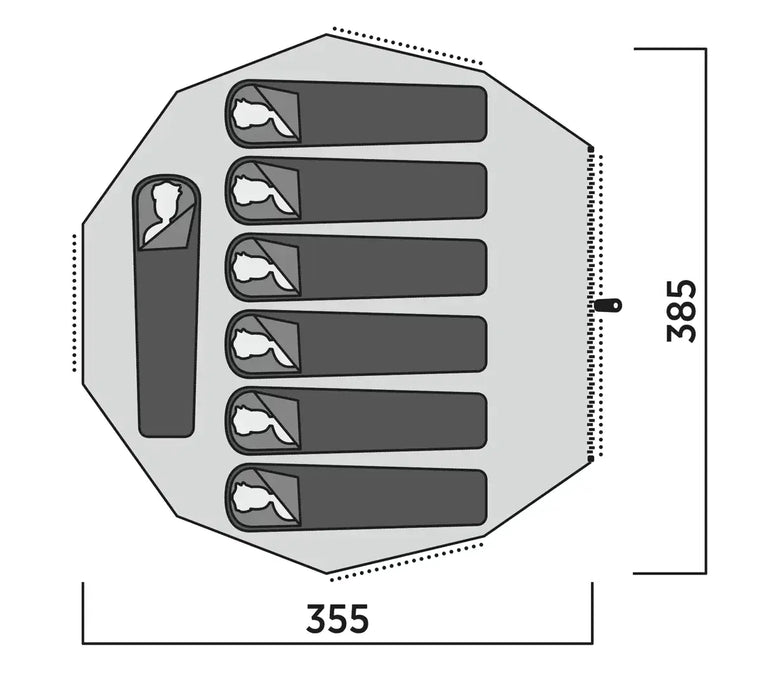 Easy Camp Vaulen Tipi 7 Person Festival Tent - product bird's eye view diagram with dimensions