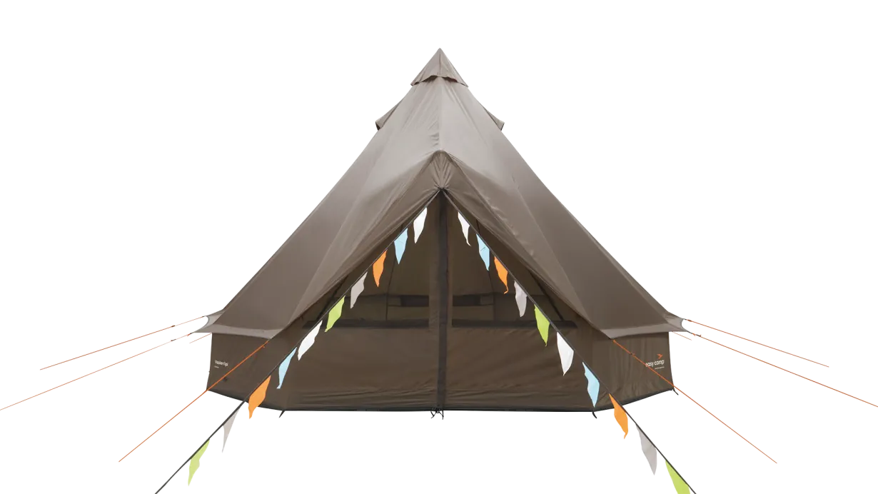 Easy Camp Vaulen Tipi 7 Person Festival Tent - product image, shown from front angle with door closed