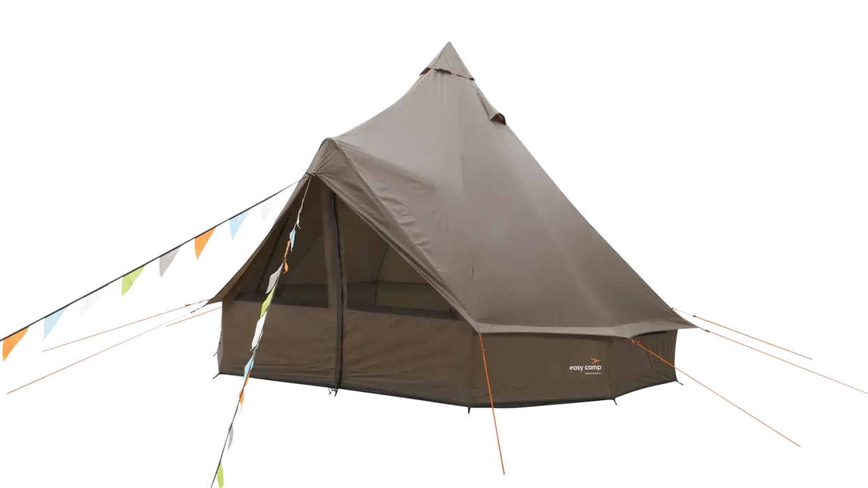 Easy Camp Vaulen Tipi 7 Person Festival Tent - product image, shown from front-right side angle with door closed