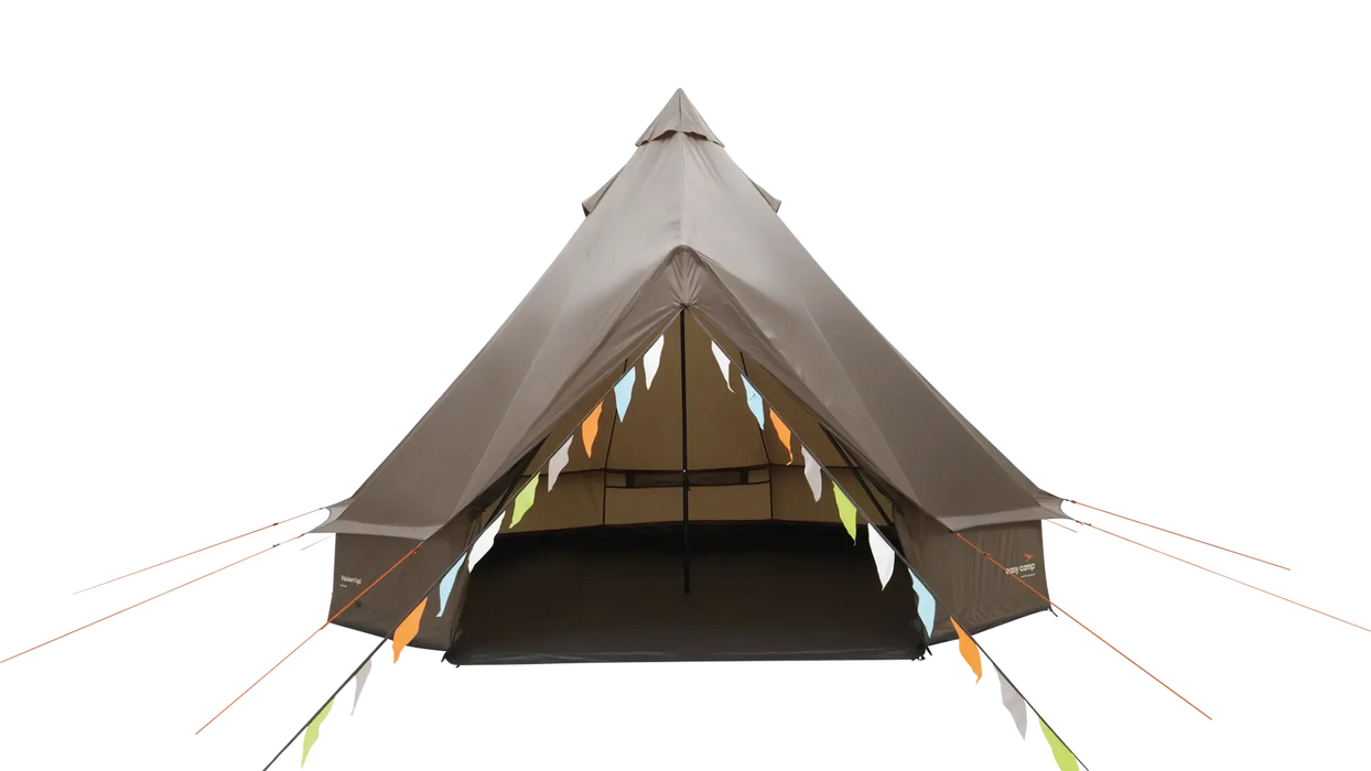 Easy Camp Vaulen Tipi 7 Person Festival Tent - product image, shown from front side with door open