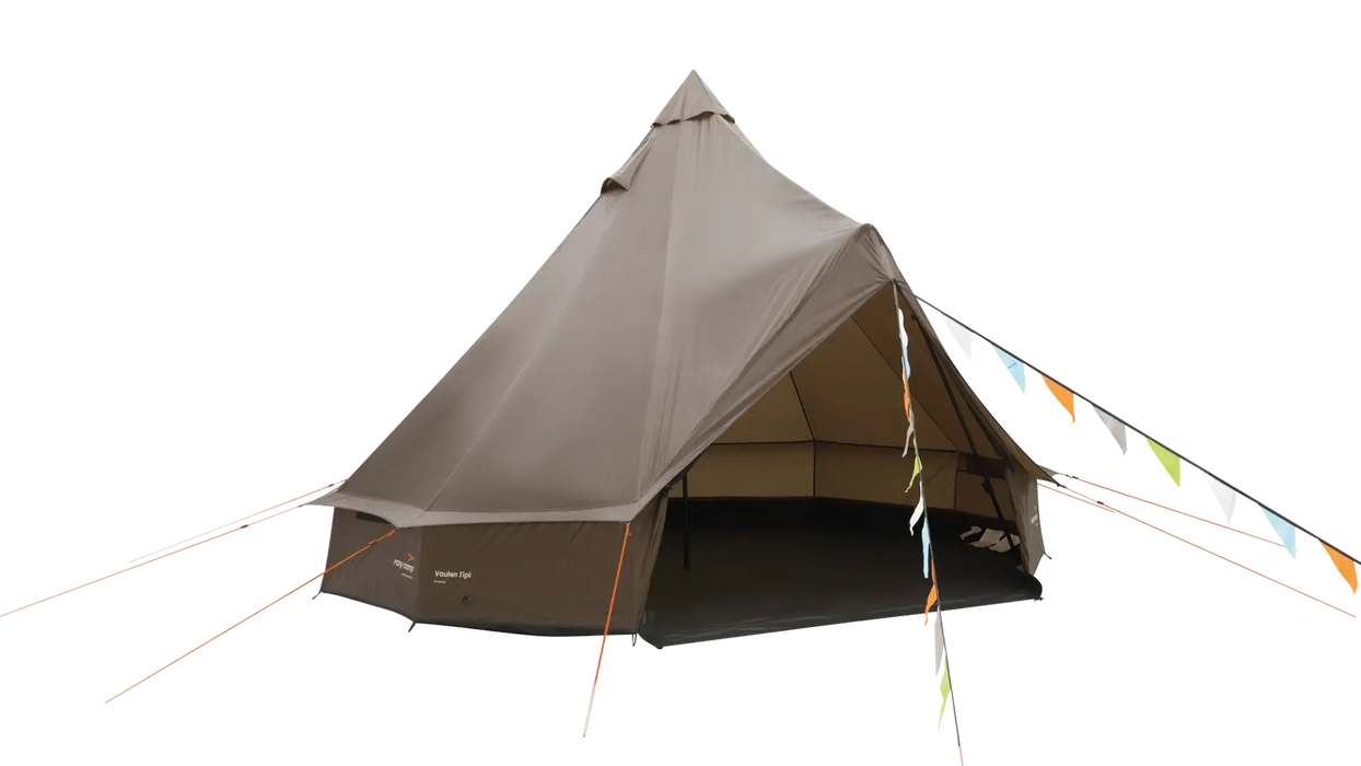 Easy Camp Vaulen Tipi 7 Person Festival Tent - product image, shown from front-left side angle with door open