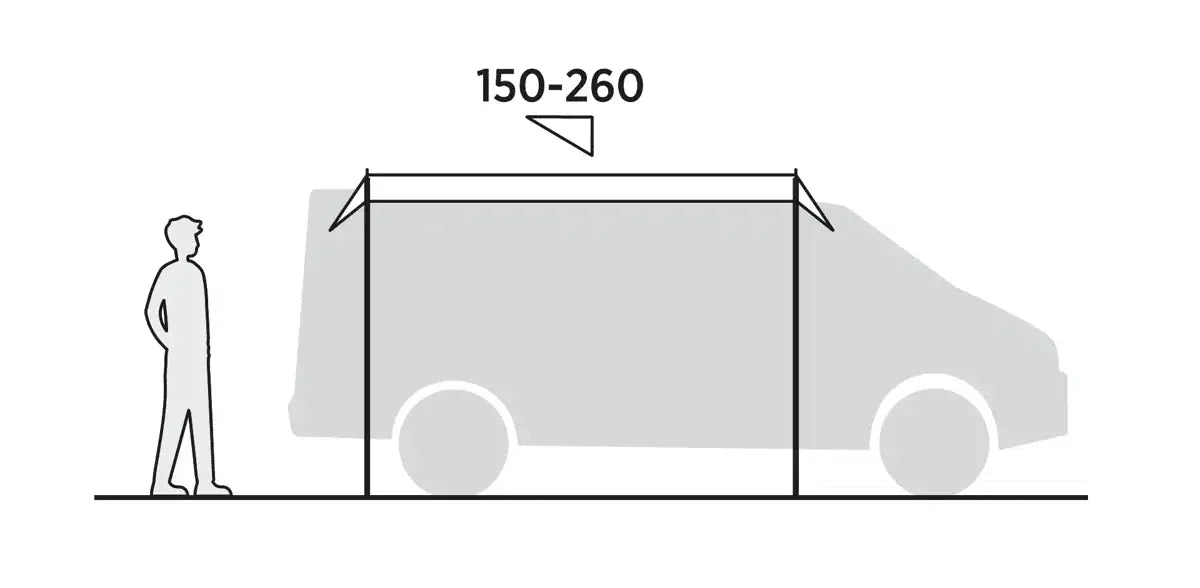 Easy Camp Voss Canopy Drive Away Camping Shelter - product diagram with dimensions
