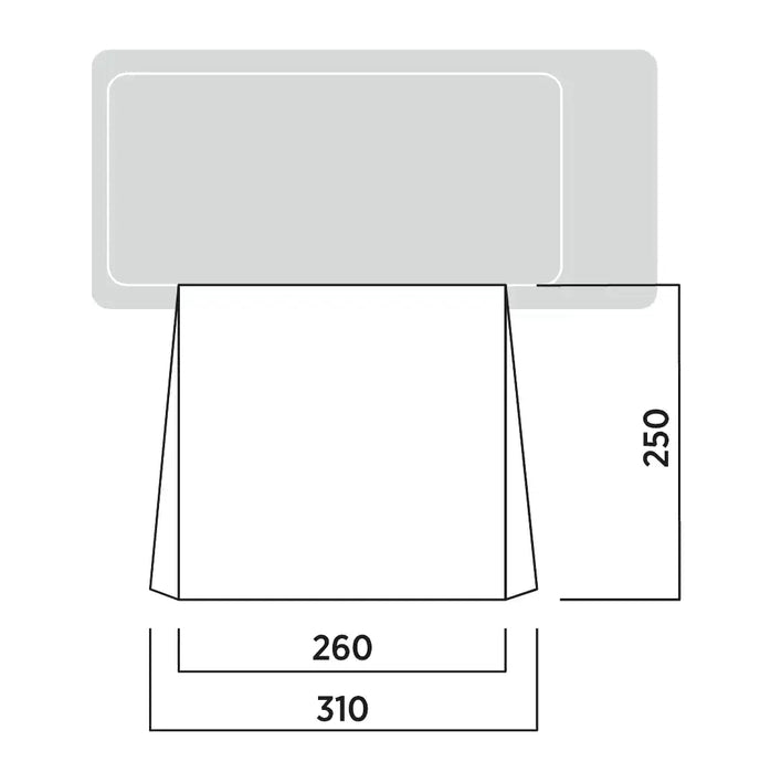 Easy Camp Voss Canopy Drive Away Camping Shelter - product bird's eye view diagram with dimensions