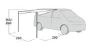 Easy Camp Voss Canopy Drive Away Camping Shelter - product diagram with dimensions