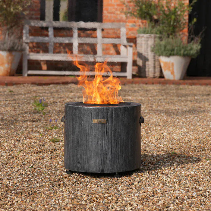 EcoFuego El Campo Fire Pit - Wood Graphite Grey - product image, shown alight