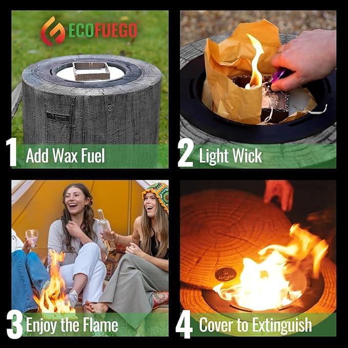 EcoFuego El Campo Fire Pit - Wood Graphite Grey - product instructions (four steps)