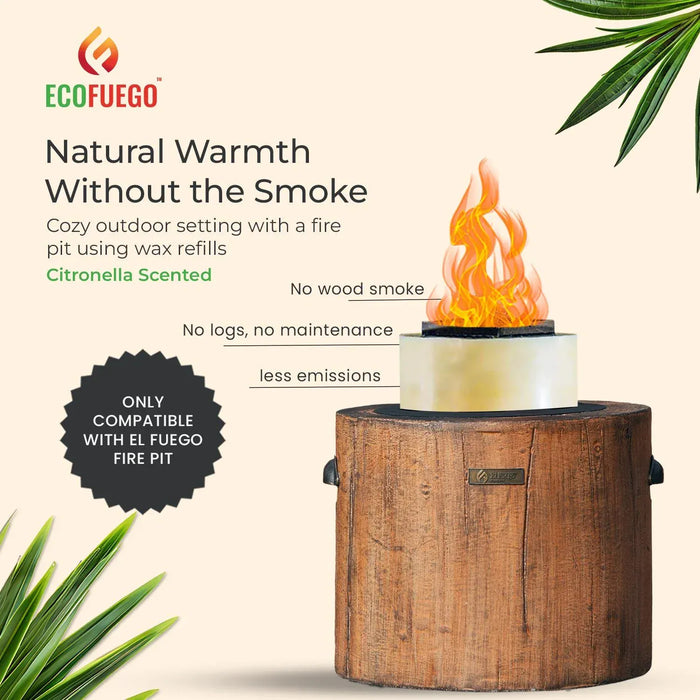 EcoFuego Fire Pit Wax Refill - Citronella 4.5kg - product features infographic