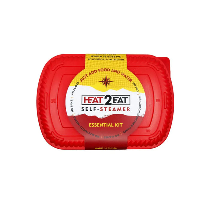 Heat 2 Eat, Medium Self Steamer Red 'Heat 2 Eat' self-steamer essential kit on a white background