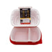 Heat 2 Eat, Medium Self Steamer Rectangular food container with a red base and clear lid on a white background