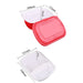 Heat 2 Eat, Medium Self Steamer Red food container with lid and measurements on a white background