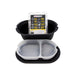 Heat 2 Eat Self Steamer Small Black food container with a lid and a package labeled 'Hot Stone' on a white background