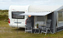Isabella Shadow 360 Caravan Sun Canopy - product image, shown in use with caravan and awning
