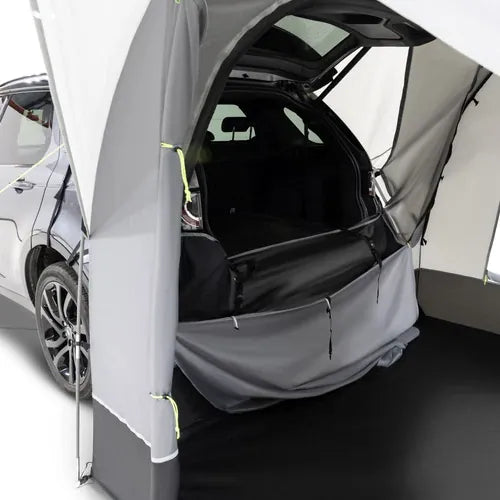 Kampa Tailgater Poled Rear Drive-Away Awning for SUVs and Cars - product image, showing partial internal view of awning attached to rear end of car