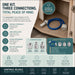 Leisurewize 12V Submersible Caravan Water Pump Kit – Truma & Whale - product image showing a blue hose and white adapter fittings placed on a wooden floor beside a doorway, with text explaining the product's features and compatibility