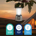 Leisurewize 3W COB LED Rechargeable Camping Lantern 1000 Lumens - product image, showing a camping lantern with sunset and hammock in the background, featuring icons for lasting battery, bright light, and USB type C charging.