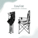 Leisurewize High Back Padded Folding Camping Chair with Cup Holder - product image, showing chair both collapsed and open at a side angle view