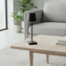 Leisurewize Lucia Rechargeable Table Lamp – Black - lifestyle image, showing lamp sat on wooden coffee table in living room