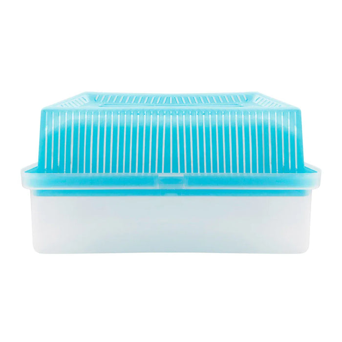 Leisurewize Moisture Mate Refillable Moisture Trap - product image, showing a translucent light blue plastic storage container with a slotted lid, shown against a plain white background.