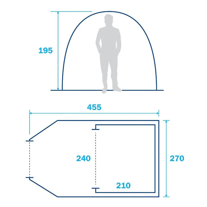 Measurement chart of a door with dimensions labeled