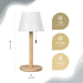 Leisurewize Orli Rechargeable Table Lamp – product infographic, showing lamp with dimensions